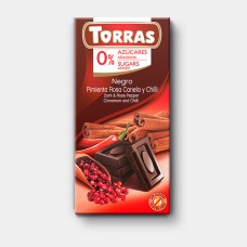 Шоколад TORRAS Pimienta Rosa Caneka y Chilli (Чорний з корицею і перцем чилі), 75г